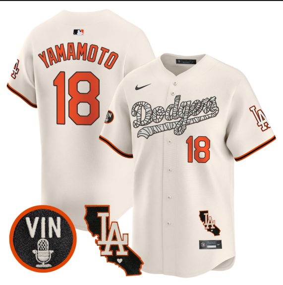 Men Los Angeles Dodgers #18 Yamamoto 2025 cream Limited Stitched Jersey style 2->los angeles dodgers->MLB Jersey
